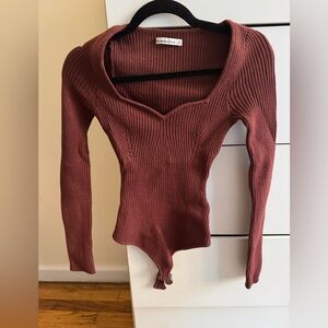 Abercrombie & Fitch Long-Sleeve Sweetheart Sweater Bodysuit